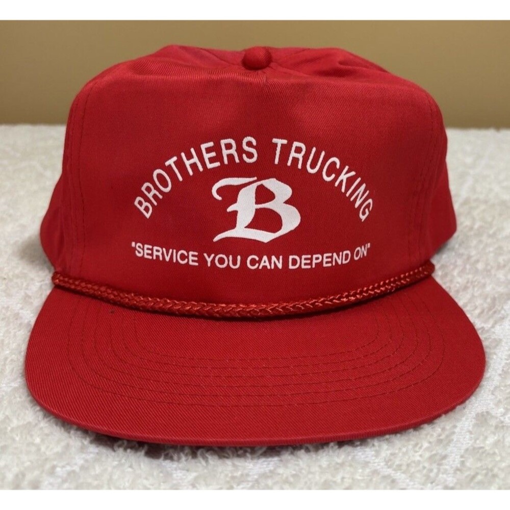 Vintage 80s Brothers Trucking Service You Can Depend On Rope Trucker SnapBack